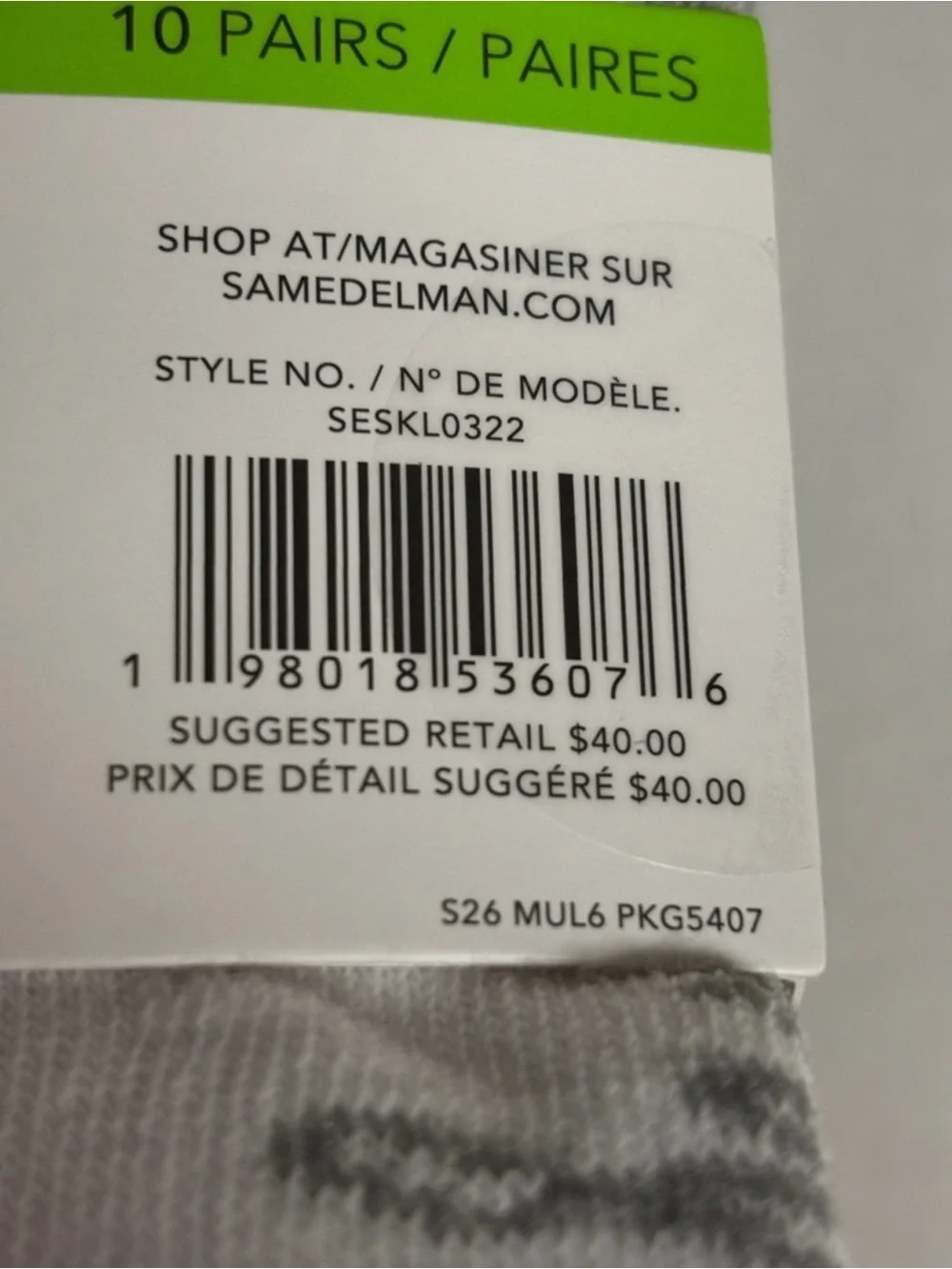 New Sam Edelman Socks Women’s 10 Pair Pink & White Cotton Blend Low Cut Socks